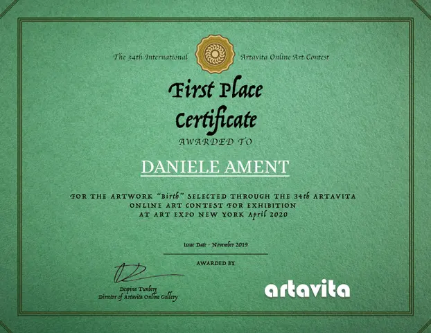 ARTAVITA first place certificate